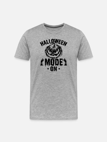 Pumpkin Halloween Mode On - Halloween Pumpkin - Männer Premium Bio T-Shirt - Grau meliert