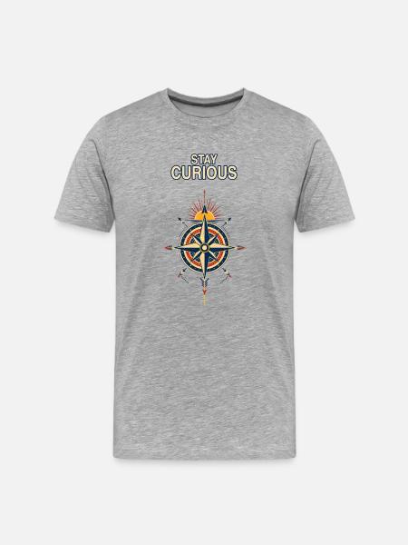 Stay Curious Compass Sunset - Men's Premium Organic T-Shirt - heather grey