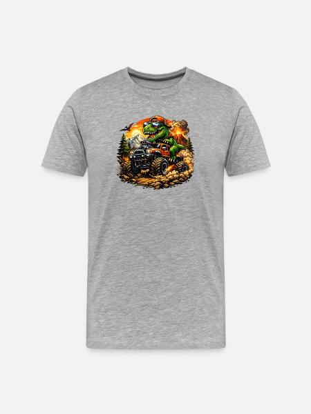 Dino MonsterTruck Adventure - Men's Premium Organic T-Shirt - heather grey