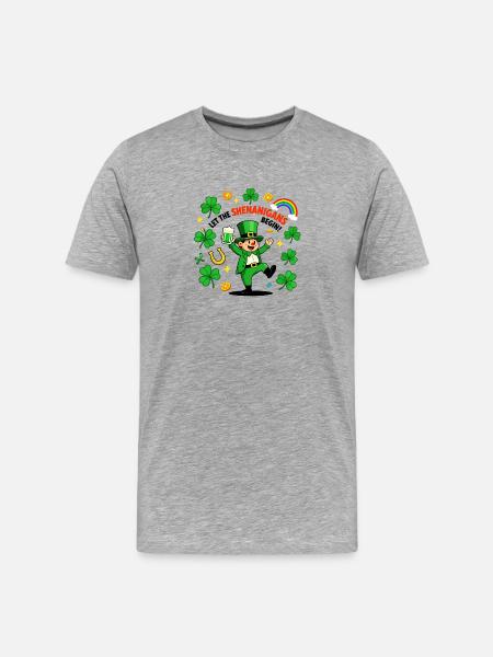 Shenanigans Begin Leprechaun - Men's Premium Organic T-Shirt - heather grey