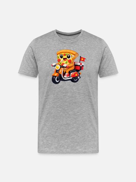 Pizza Hero on Delivery Bike - Men's Premium Organic T-Shirt - heather grey