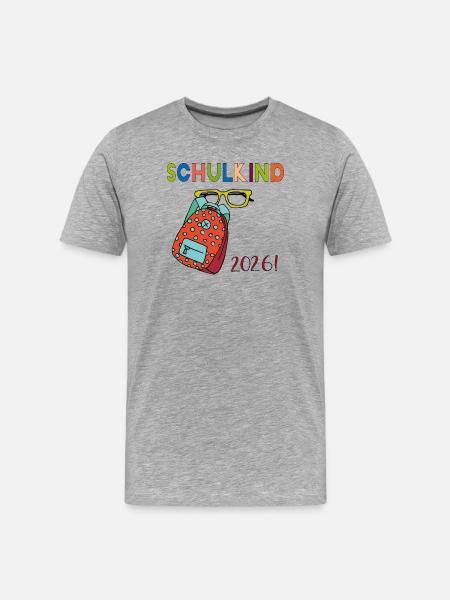 Schulkind 2026 - Männer Premium Bio T-Shirt - Grau meliert
