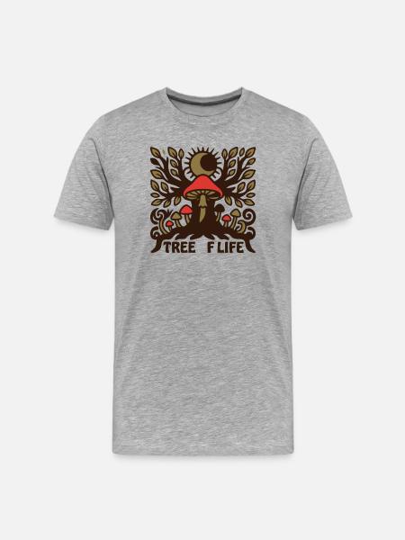 Lebensbaum Pilze Logo - Männer Premium Bio T-Shirt - Grau meliert