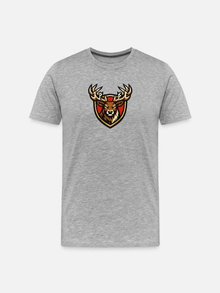 Hirsch im Wappenstil - Männer Premium Bio T-Shirt - Grau meliert