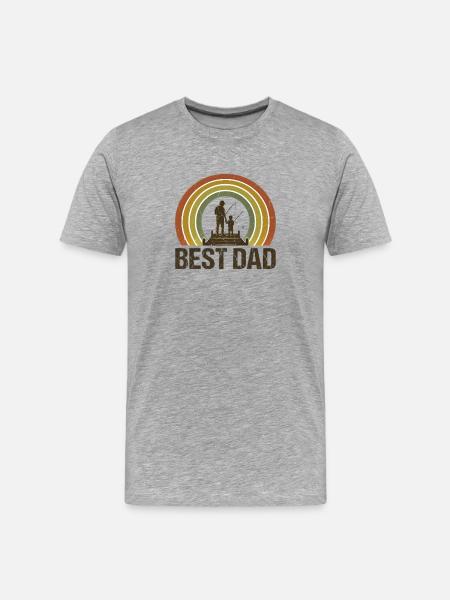 Best Dad While Fishing - Men's Premium Organic T-Shirt - heather grey