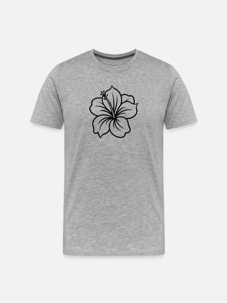 Hibiskusblüte - Männer Premium Bio T-Shirt - Grau meliert
