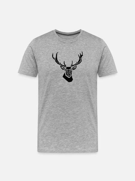 Black Graphic Deer – Geometric Portrait - Men's Premium Organic T-Shirt - heather grey
