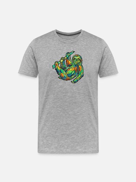 Geometric Sloth - Men's Premium Organic T-Shirt - heather grey