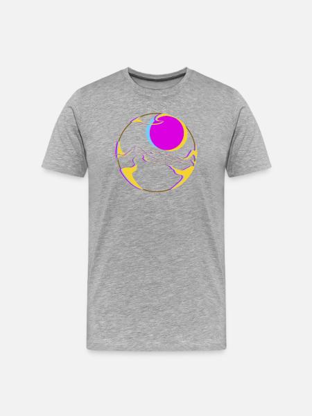 Neonberge mit Sonne - Männer Premium Bio T-Shirt - Grau meliert