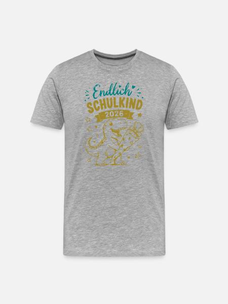 Endlich Schulkind 2026 - Männer Premium Bio T-Shirt - Grau meliert