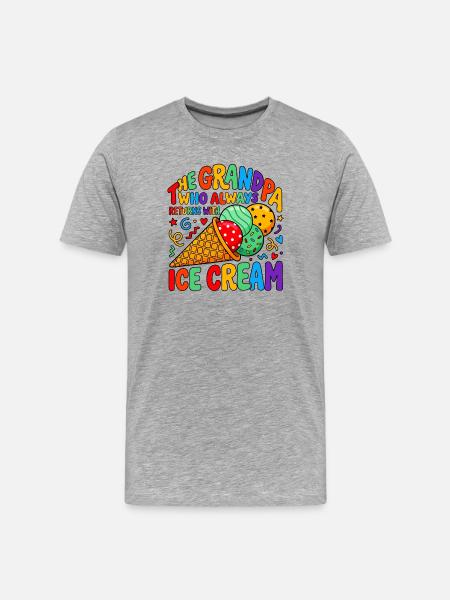 Opa mit Eiscreme - Men's Premium Organic T-Shirt - heather grey