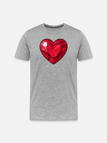 Ruby Crystal Heart - Men's Premium Organic T-Shirt - heather grey