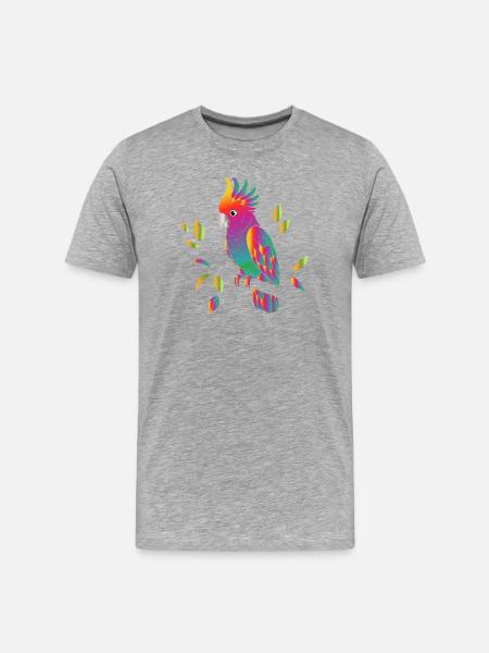 Rainbow Cockatoo Cartoon Design - Men's Premium Organic T-Shirt - heather grey