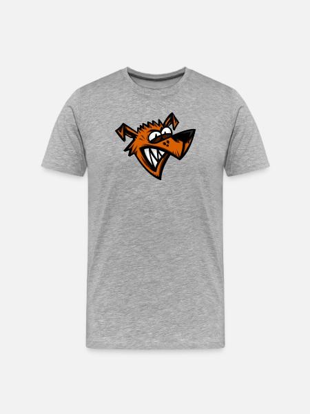 Funny Crazy Dog Cartoon Head - Men's Premium Organic T-Shirt - heather grey