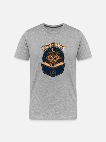 Kapiteljäger Nachtbuch-Eule - Männer Premium Bio T-Shirt - Grau meliert