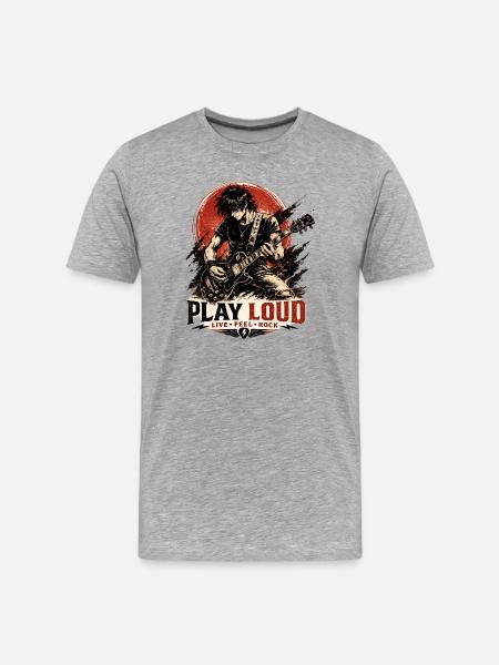 Play Loud Guitar Motif - Men's Premium Organic T-Shirt - heather grey