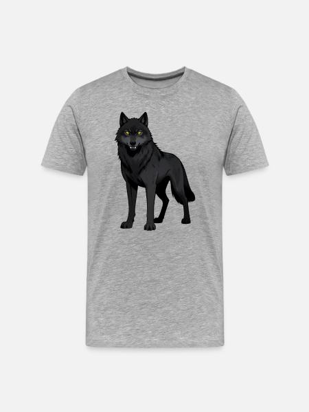 Black wolf with yellow eyes - Men's Premium Organic T-Shirt - heather grey