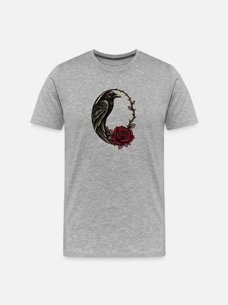 Gothic Raven Rose Thorn Crescent - Men's Premium Organic T-Shirt - heather grey