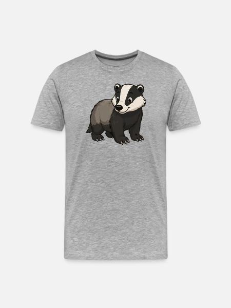Cuddly Badger Mascot - Men's Premium Organic T-Shirt - heather grey