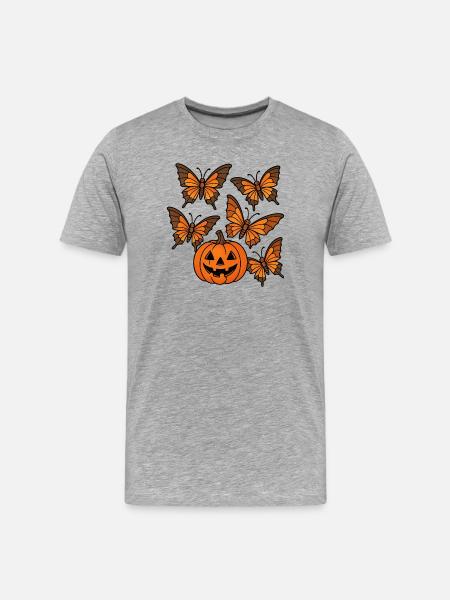 Halloween Pumpkin with Butterflies - Men's Premium Organic T-Shirt - heather grey