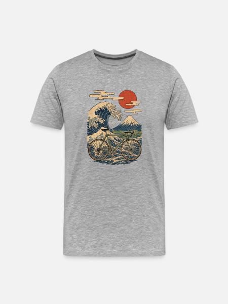 Retro-Bike auf Wave and Sun - Männer Premium Bio T-Shirt - Grau meliert