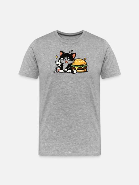 Sleepy Rebel Cat – Nope I’m Napping - Men's Premium Organic T-Shirt - heather grey