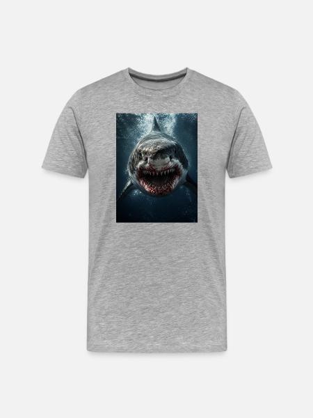 Hai - Männer Premium Bio T-Shirt - Grau meliert