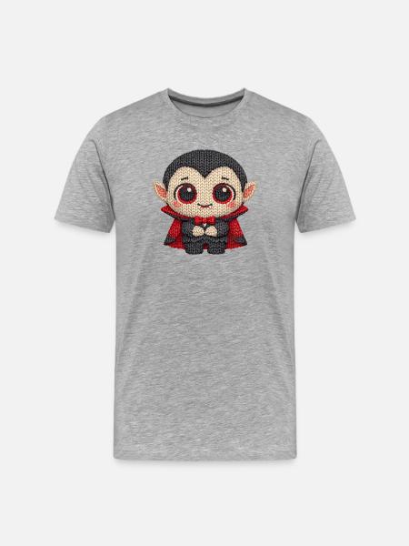 Cute vampire in knitted look - Men's Premium Organic T-Shirt - heather grey