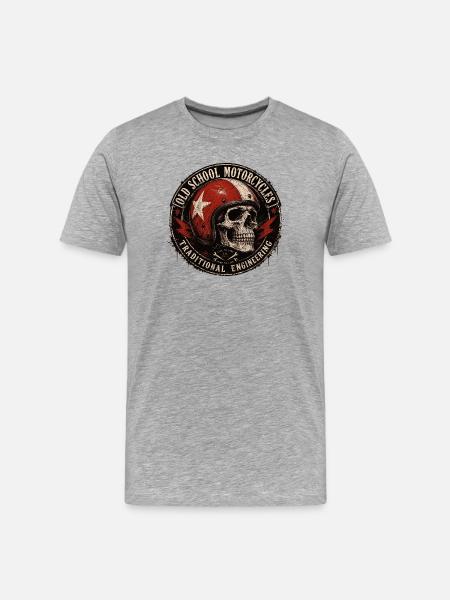 Old School Motorcycle Skull Emblem - Men's Premium Organic T-Shirt - heather grey