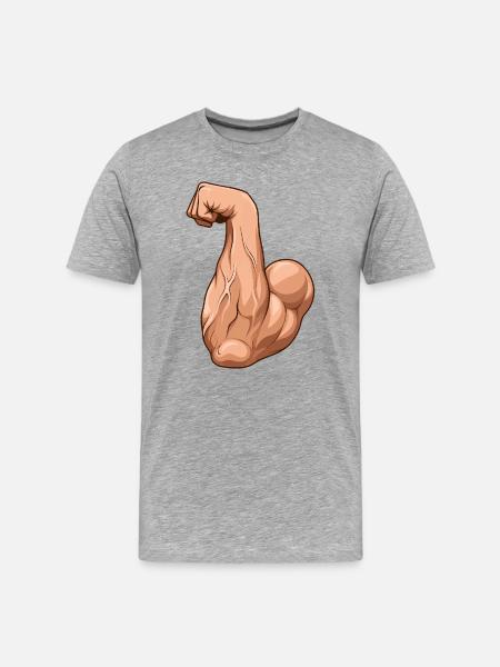 Muskelarm Flex-Illustration (Armdrücken Unterarm) - Männer Premium Bio T-Shirt - Grau meliert