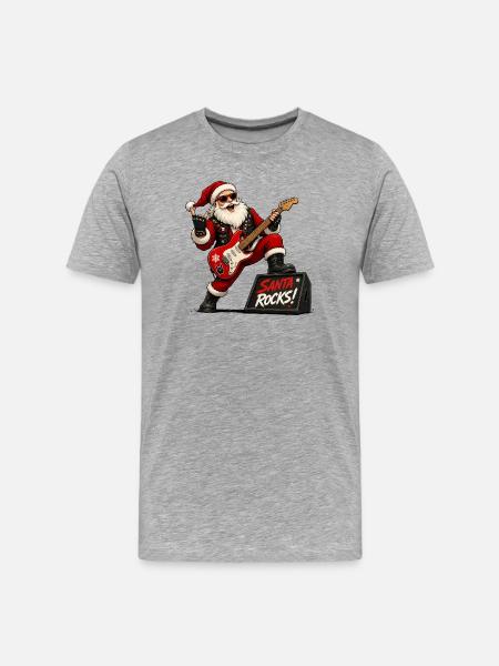 Santa rocks - Männer Premium Bio T-Shirt - Grau meliert