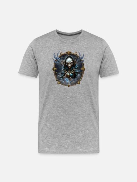 Blue Mystic with Ornate Wings - Men's Premium Organic T-Shirt - heather grey