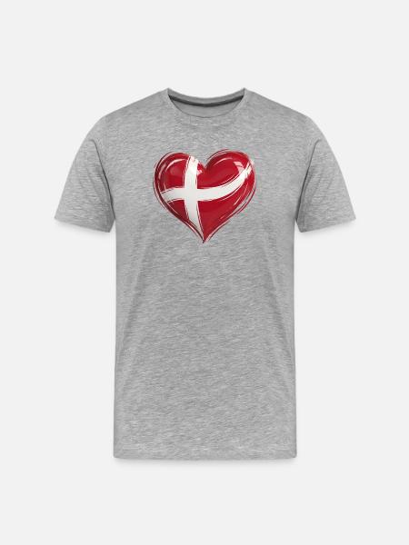 Denmark Heart Flag - Men's Premium Organic T-Shirt - heather grey