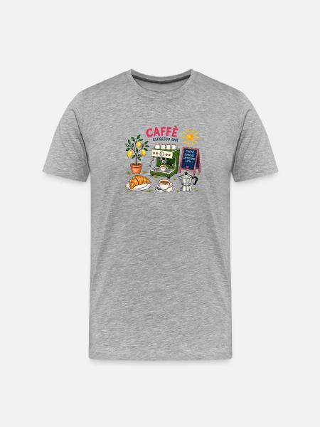 Caffè Espresso Sketch Café - Men's Premium Organic T-Shirt - heather grey