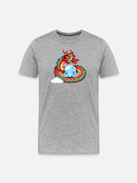 Dragon and Crystal Sphere - Men's Premium Organic T-Shirt - heather grey