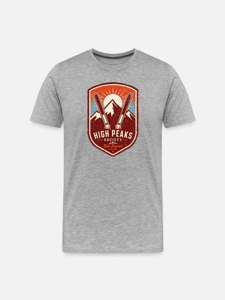 High Peaks Society – Ride Beyond Vintage Ski Badge - Men's Premium Organic T-Shirt - heather grey