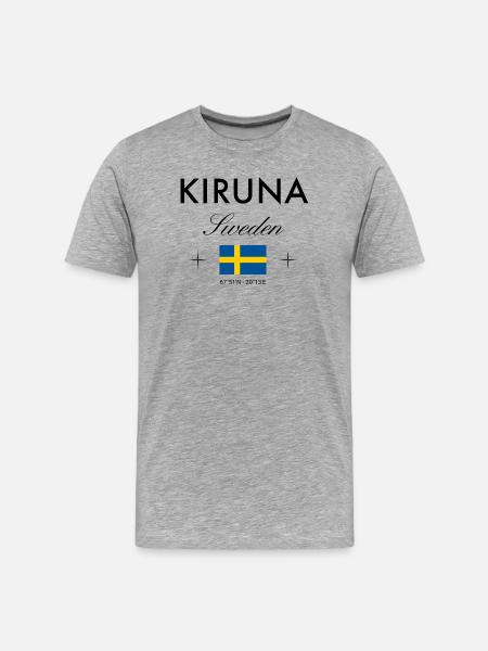 Kiruna Sverige Koordinater Rejsesouvenir - Herre Premium T-shirt økologisk - grå meleret