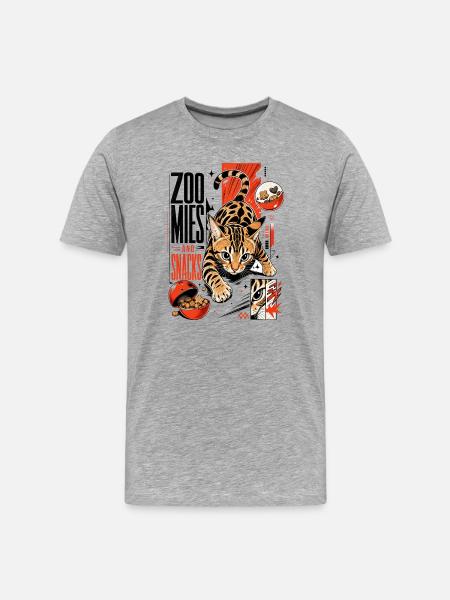 Zoomies & Snacks – Modern Anime Bengal Cat - Men's Premium Organic T-Shirt - heather grey