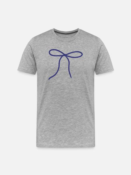 Blue Ribbon Bow Illustration - Men's Premium Organic T-Shirt - heather grey