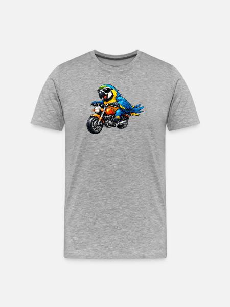 Parrot on the motorcycle - Men's Premium Organic T-Shirt - heather grey