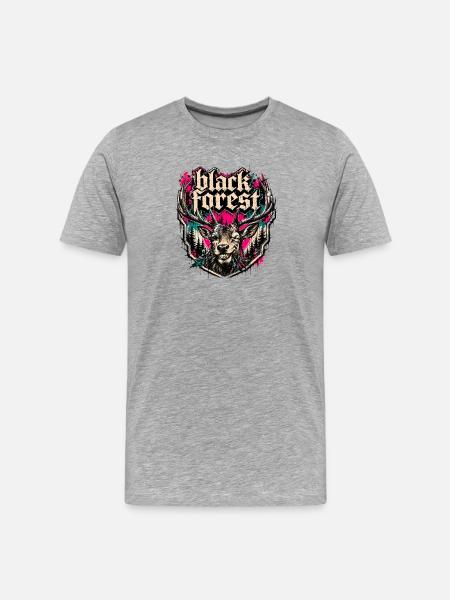 Black Forest Deer Motif - Men's Premium Organic T-Shirt - heather grey