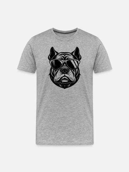Bulldog with sunglasses - Men's Premium Organic T-Shirt - heather grey
