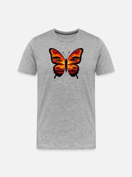 Sunset Butterfly Savannah - Men's Premium Organic T-Shirt - heather grey