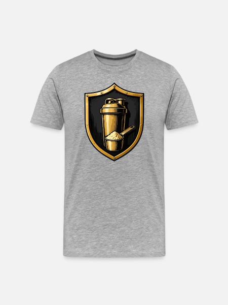 Goldenes Shaker Shield - Männer Premium Bio T-Shirt - Grau meliert