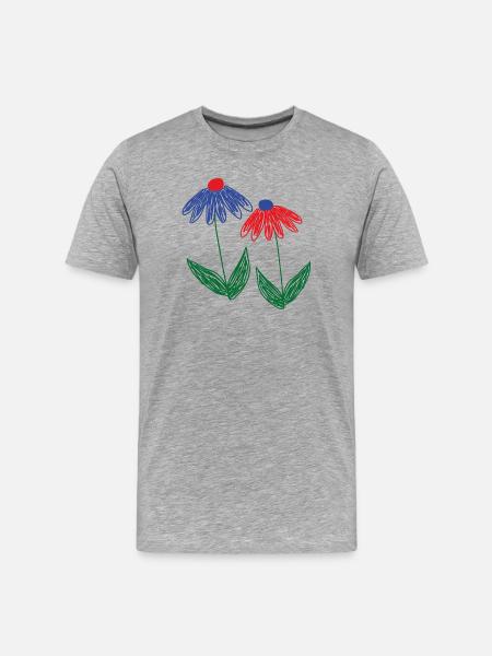 Flowers Blue Red - Men's Premium Organic T-Shirt - heather grey