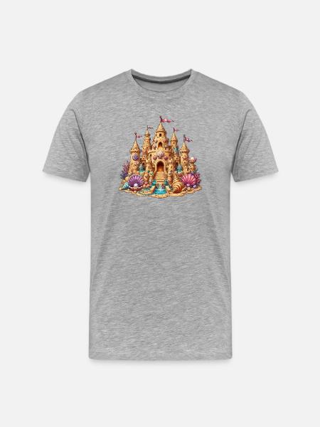 Beach sandcastle with shells - Men's Premium Organic T-Shirt - heather grey