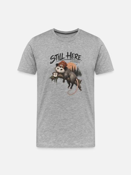 Still Here Opossum - Men's Premium Organic T-Shirt - heather grey