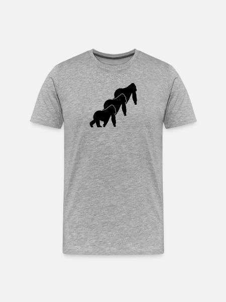 Three Monkeys Silhouettes - Men's Premium Organic T-Shirt - heather grey
