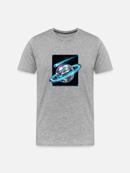 Saturn's neon Orb - Men's Premium Organic T-Shirt - heather grey
