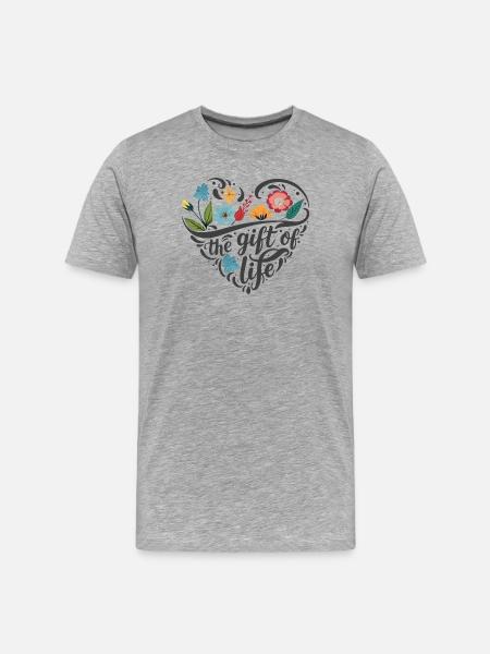Flower Heart - Men's Premium Organic T-Shirt - heather grey